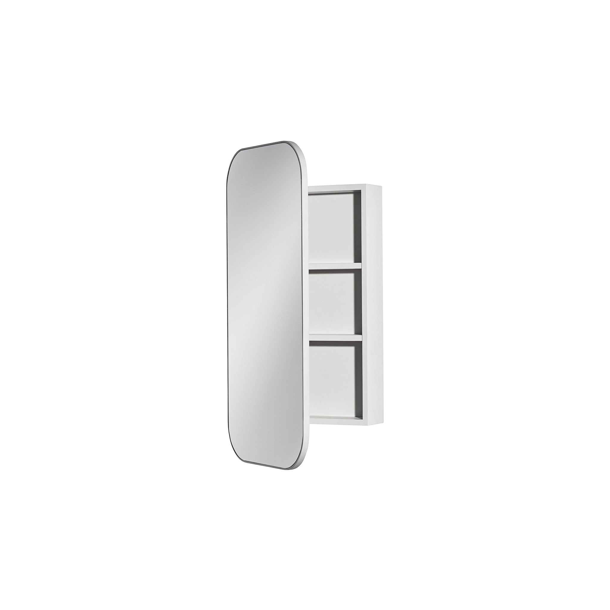 Ballerina 19" Mirrored Cabinet, 1 Door, Polar Oak