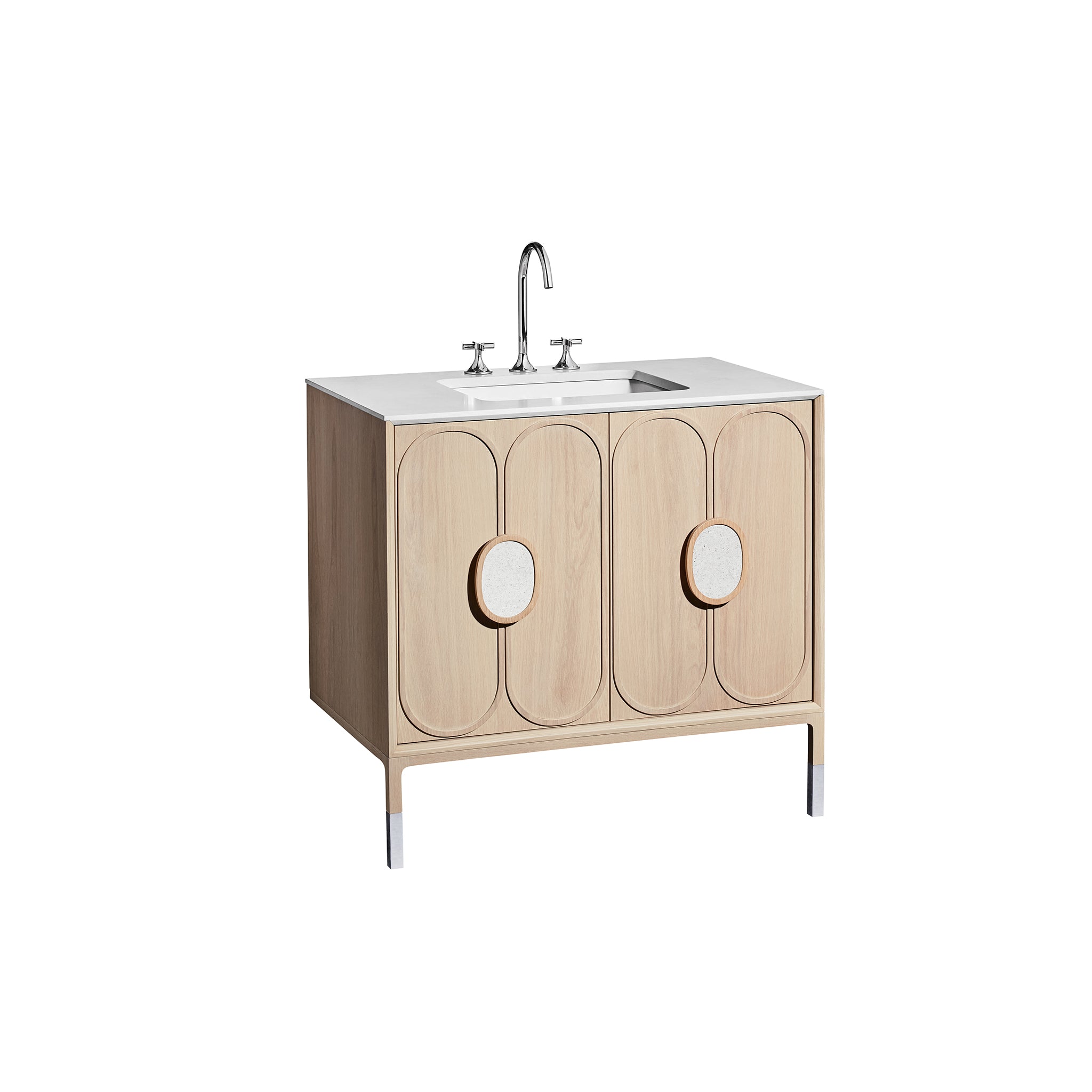 Blossom 36" Bathroom Vanity Cabinet with legs, 2 Doors, Blonde Oak