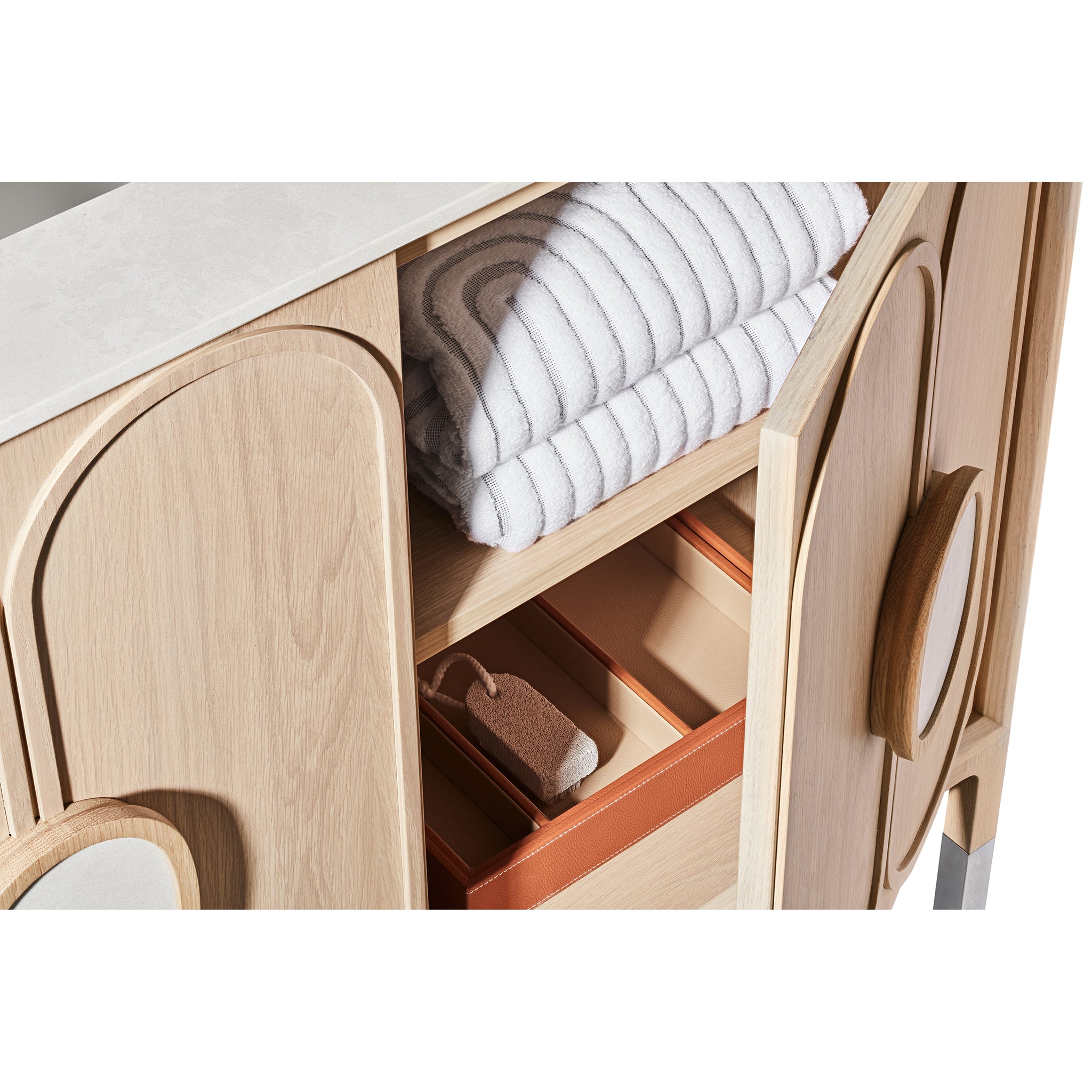 Blossom 36" Bathroom Vanity Cabinet with legs, 2 Doors, Blonde Oak