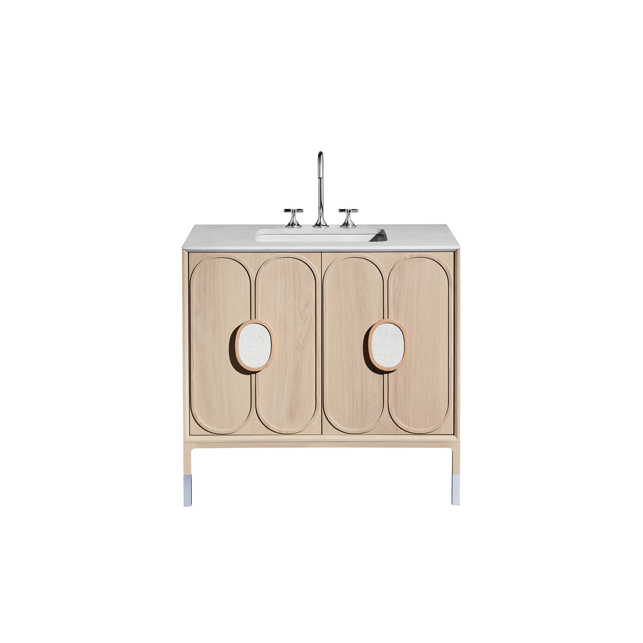 Blossom 36" Bathroom Vanity Cabinet with legs, 2 Doors, Blonde Oak