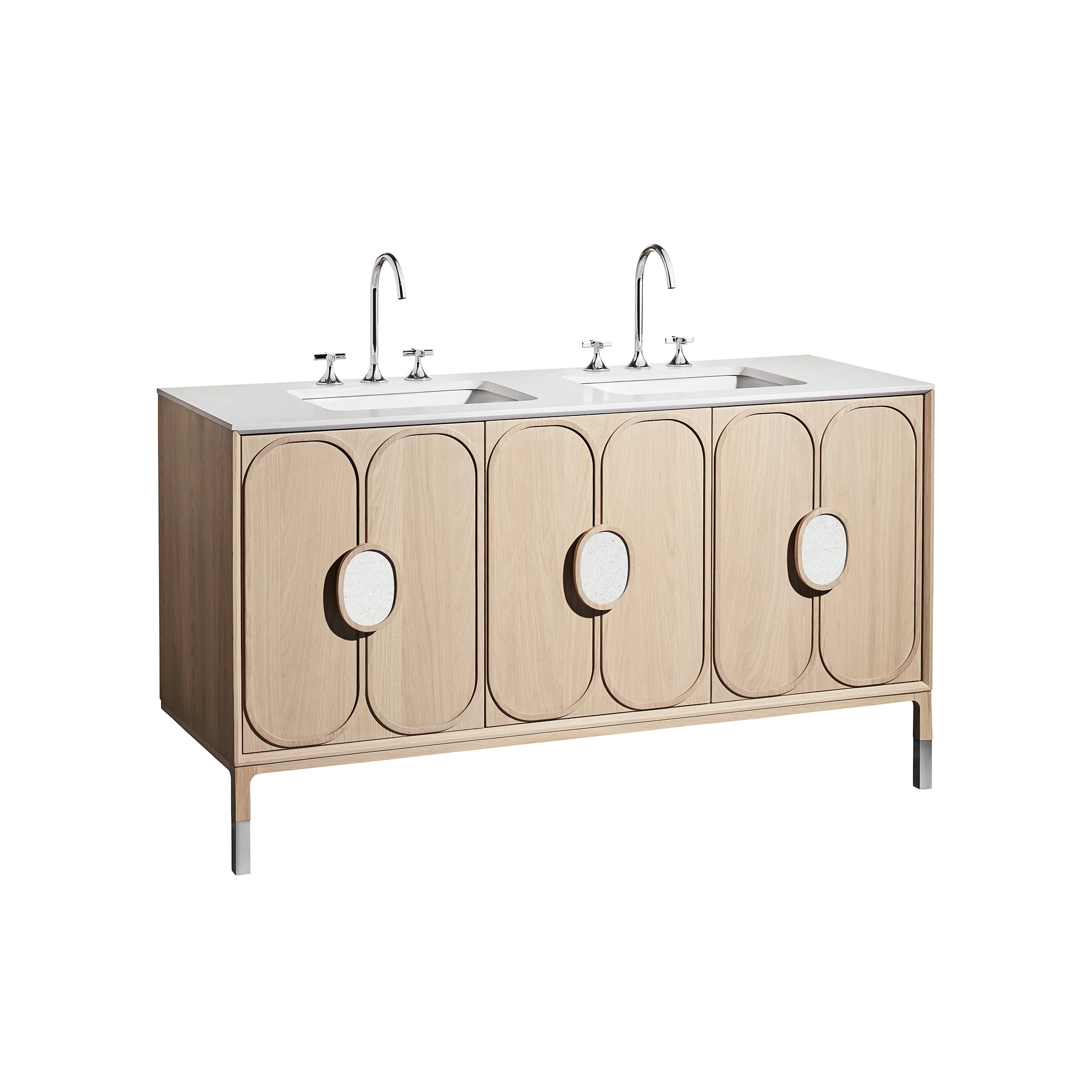 Blossom 60" Bathroom Vanity Cabinet with legs, 3 Doors, Blonde Oak