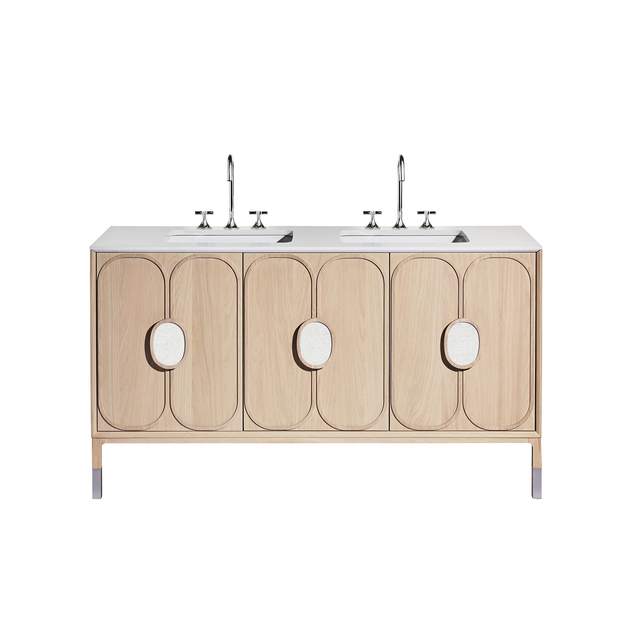 Blossom 60" Bathroom Vanity Cabinet with legs, 3 Doors, Blonde Oak