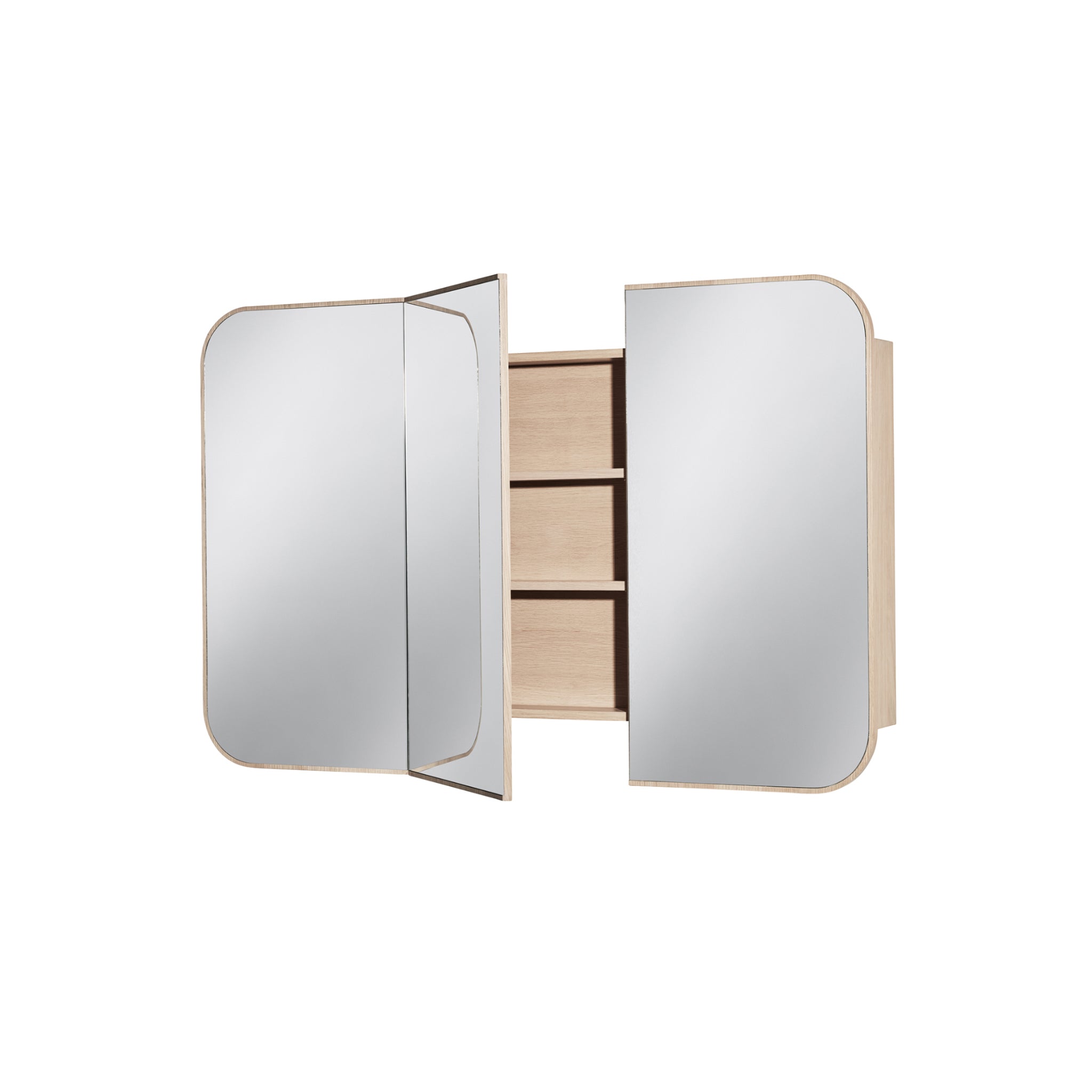 Blossom 60" Mirrored Cabinet, 3 Doors, Blonde Oak