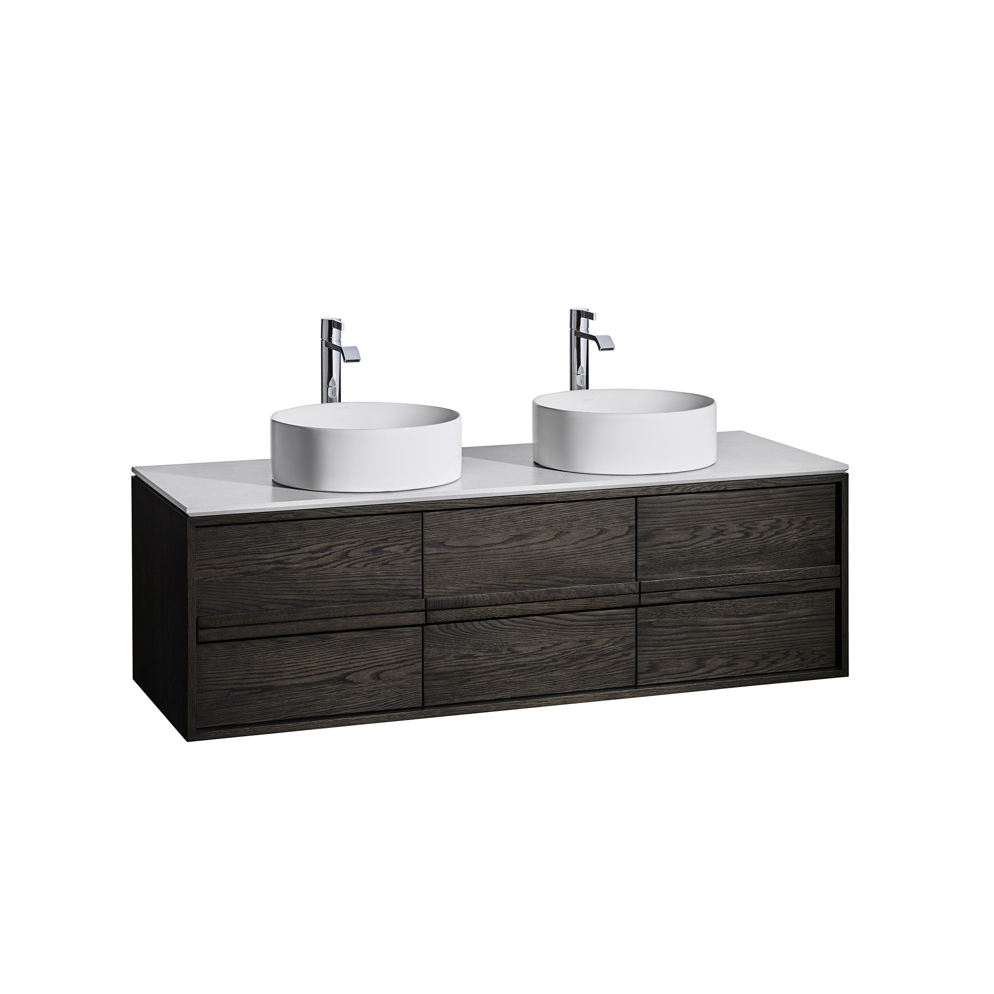 Butterfly 60" Wall Hung Bathroom Vanity Cabinet, 3 Drawers, Pony Oak