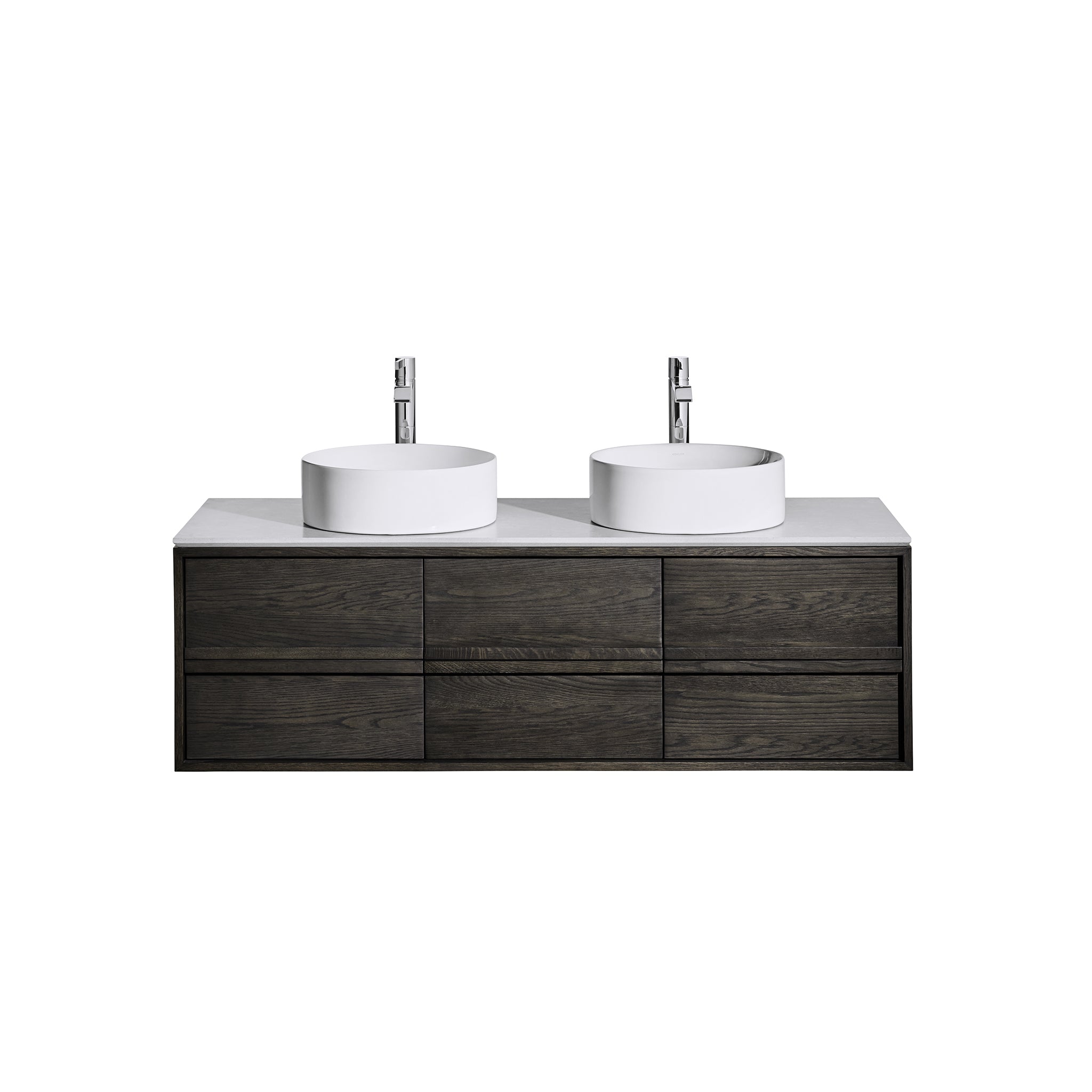 Butterfly 60" Wall Hung Bathroom Vanity Cabinet, 3 Drawers, Pony Oak