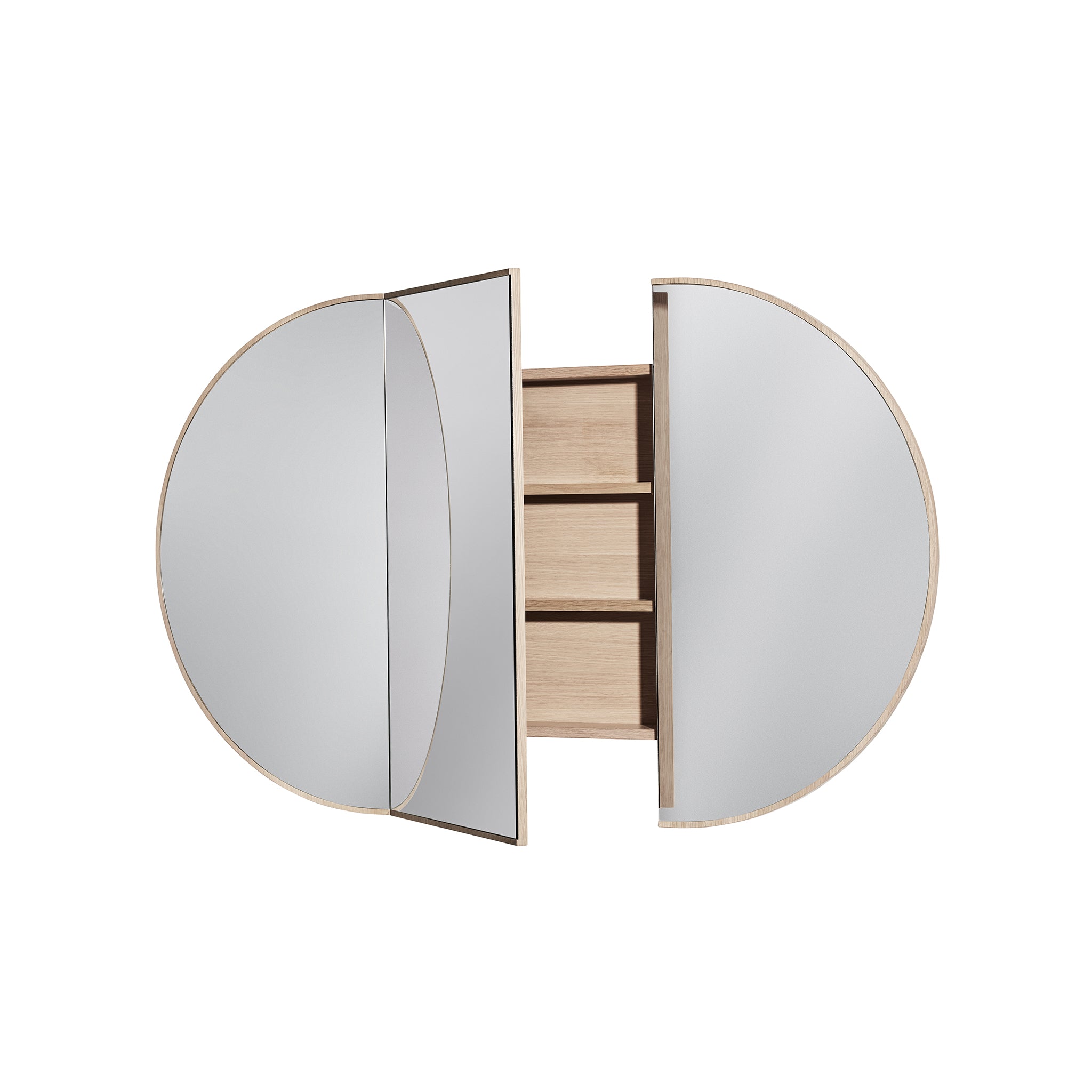 Halo 60" Mirrored Cabinet, 3 Doors, Blonde Oak
