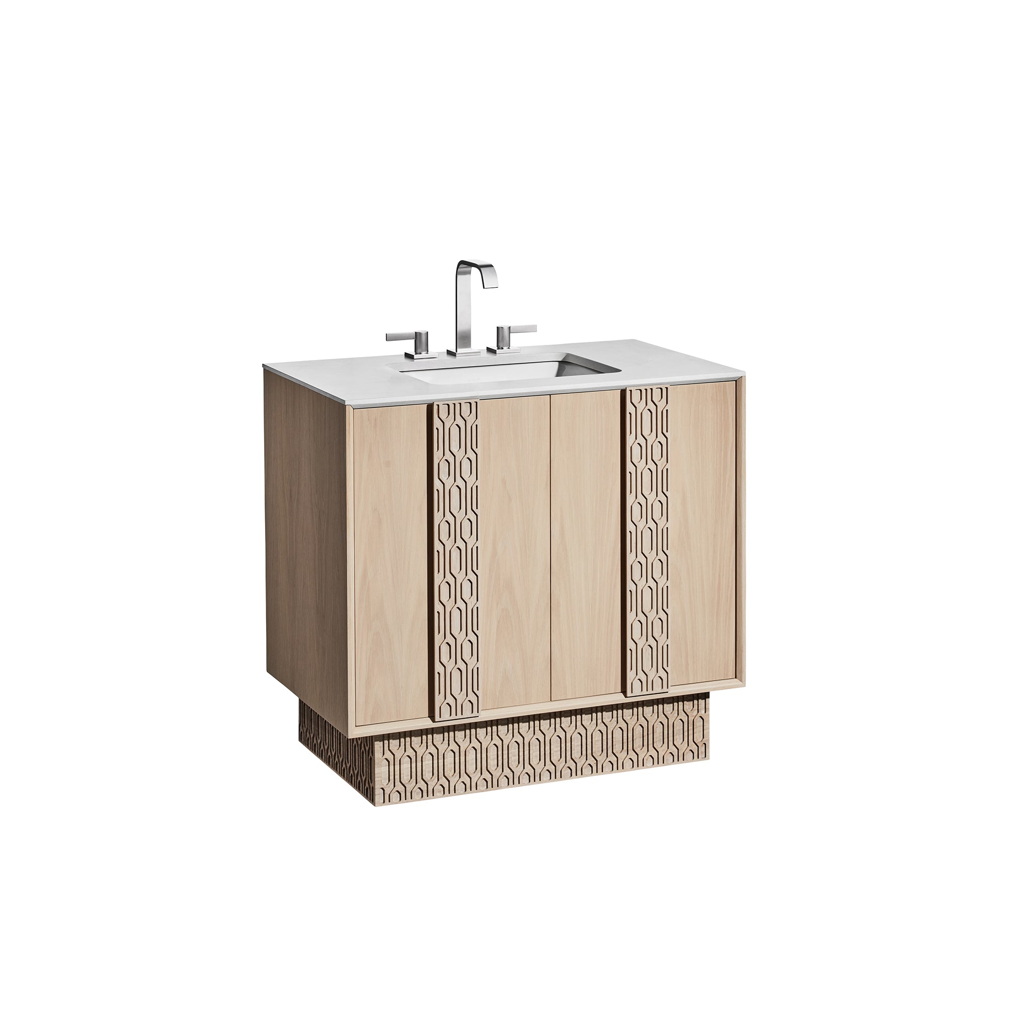 Interlace 36" Bathroom Vanity Cabinet, 2 Doors, Blonde Oak