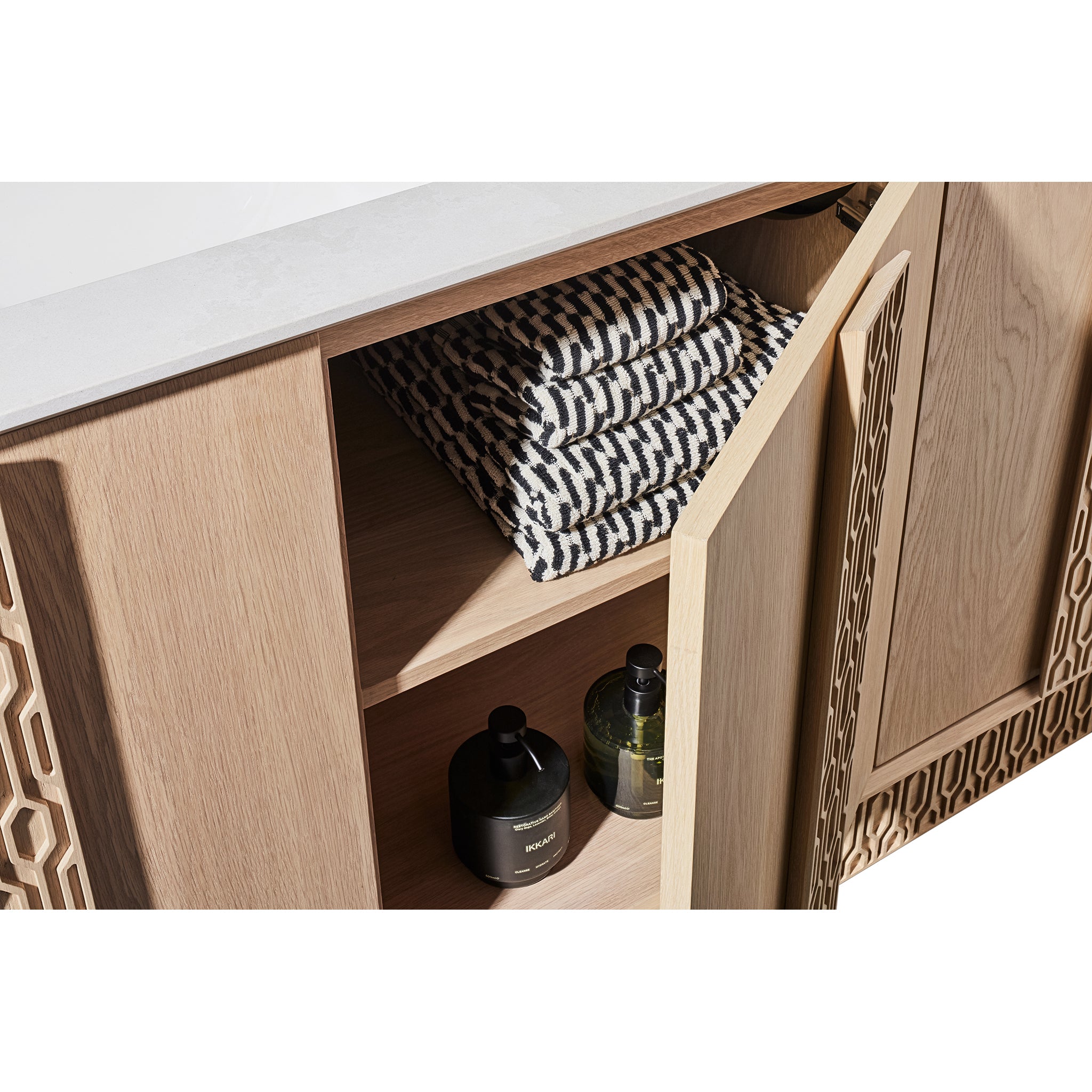 Interlace 60" Bathroom Vanity Cabinet, 3 Doors, Blonde Oak