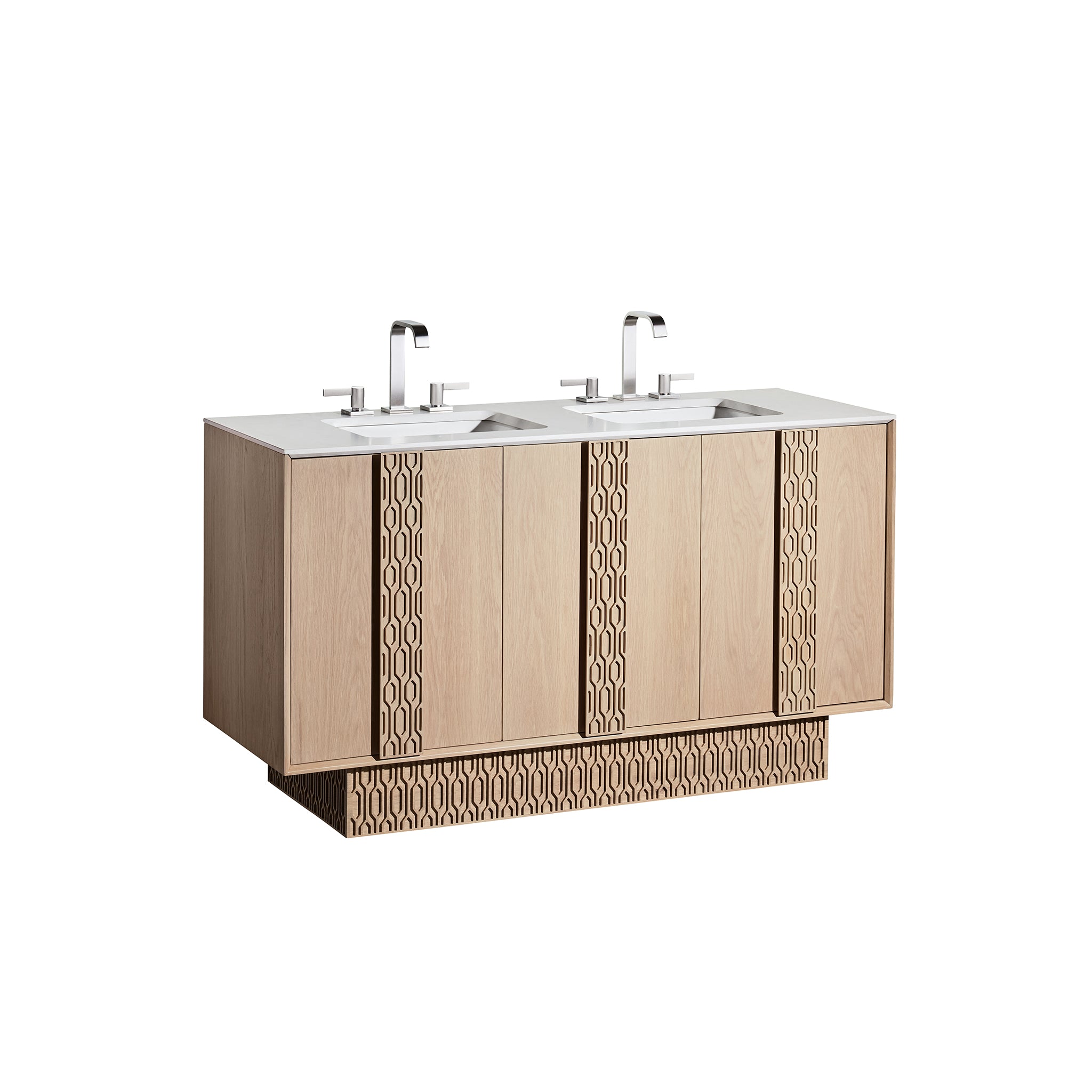 Interlace 60" Bathroom Vanity Cabinet, 3 Doors, Blonde Oak