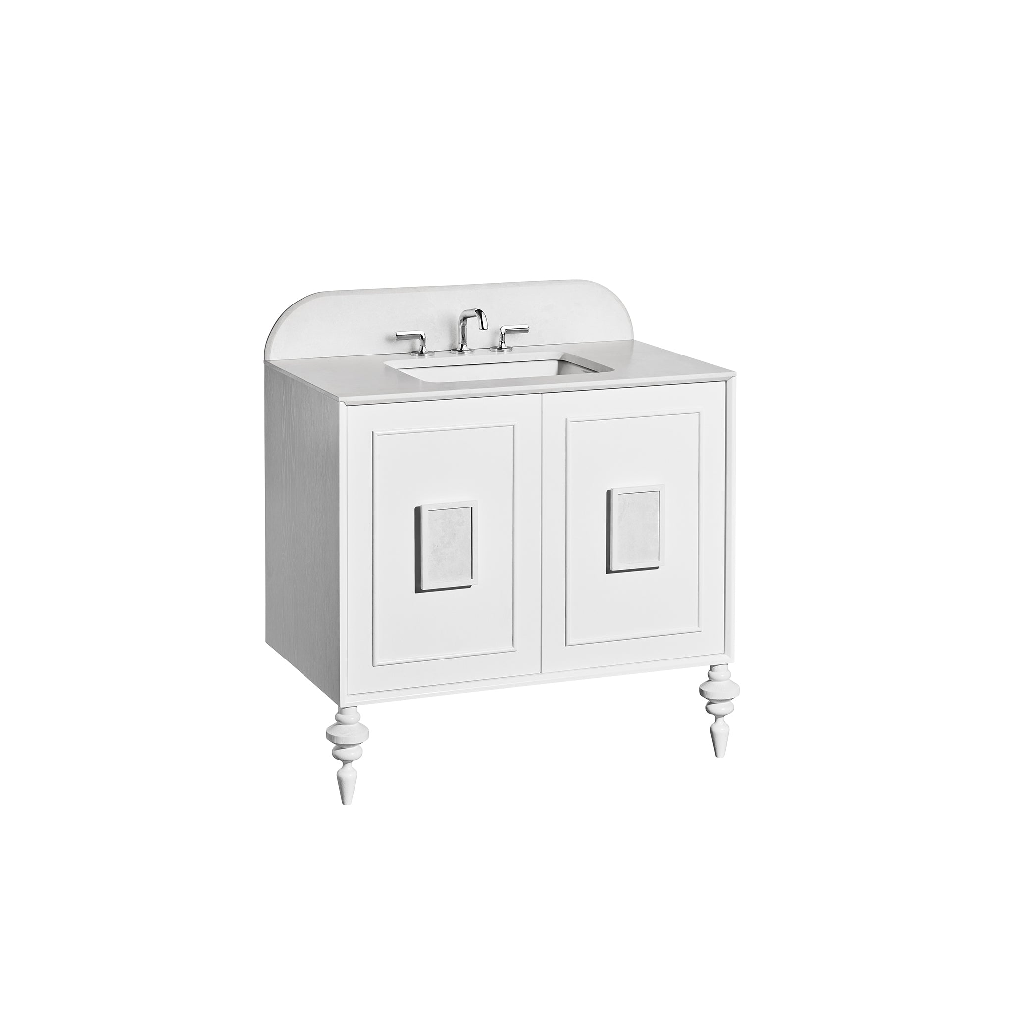 Victoria 36" Bathroom Vanity Cabinet with legs, 2 Doors, Polar Oak