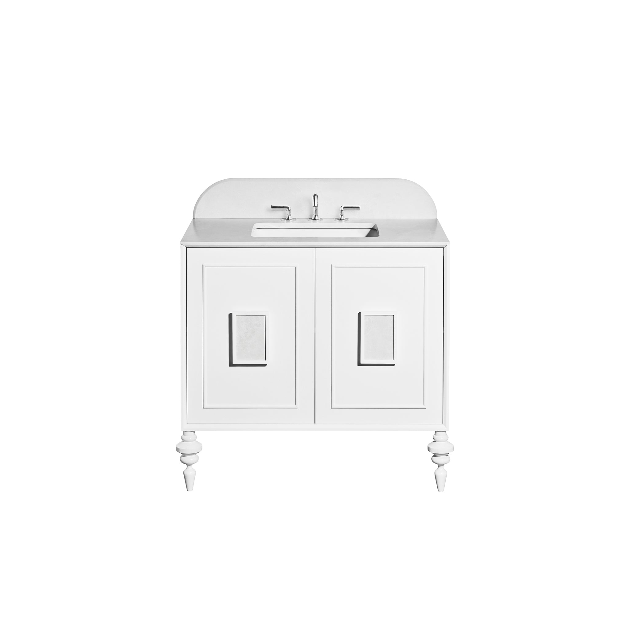 Victoria 36" Bathroom Vanity Cabinet with legs, 2 Doors, Polar Oak