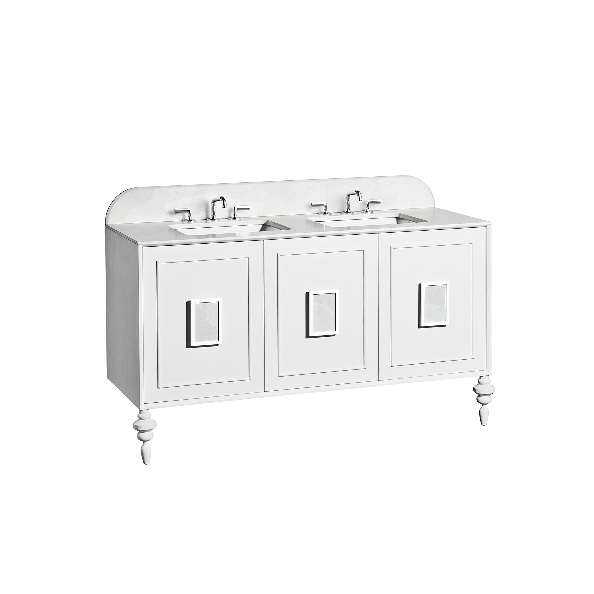 Victoria 60" Bathroom Vanity Cabinet with legs, 3 Doors, Polar Oak