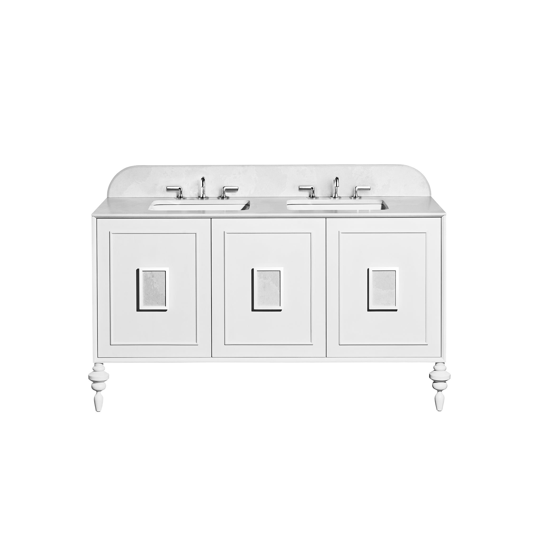 Victoria 60" Bathroom Vanity Cabinet with legs, 3 Doors, Polar Oak